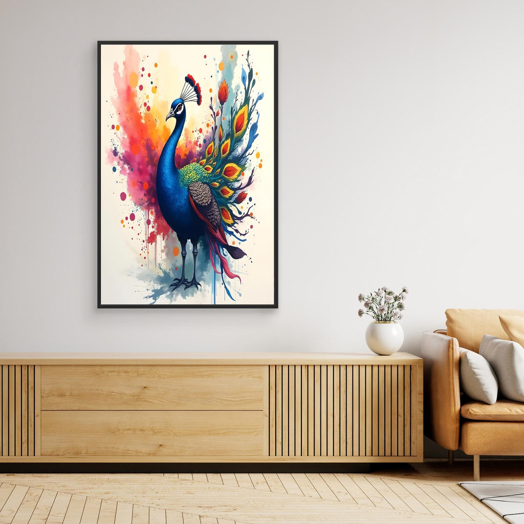 Vibrant Ink Style Peacock Colourful Abstract