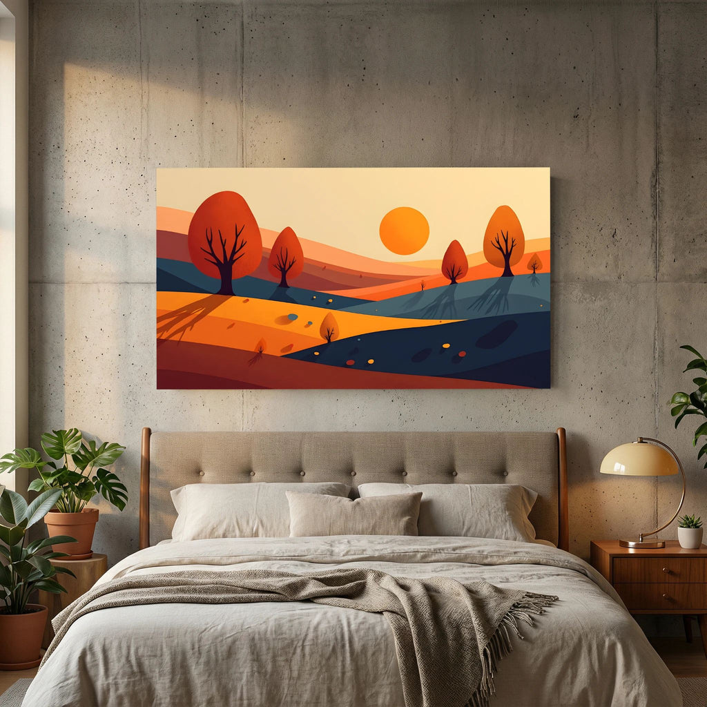 Autumn Trees At Sunset Abstract Wall Art