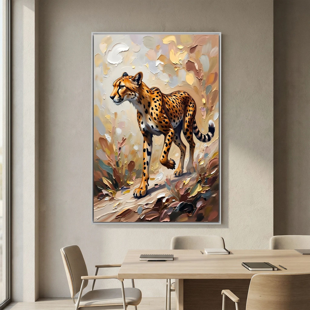Muted Oil Style Cheetah Safari Cat Minimalist Wall Canvas
