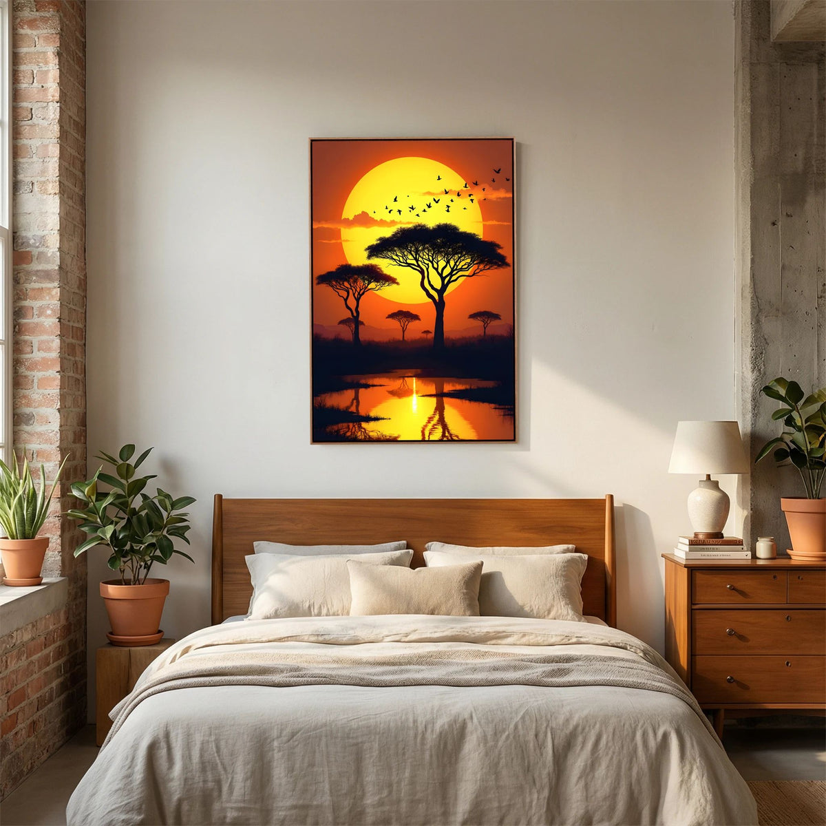 Sunset On The African Planes Acacia Trees Canvas Print