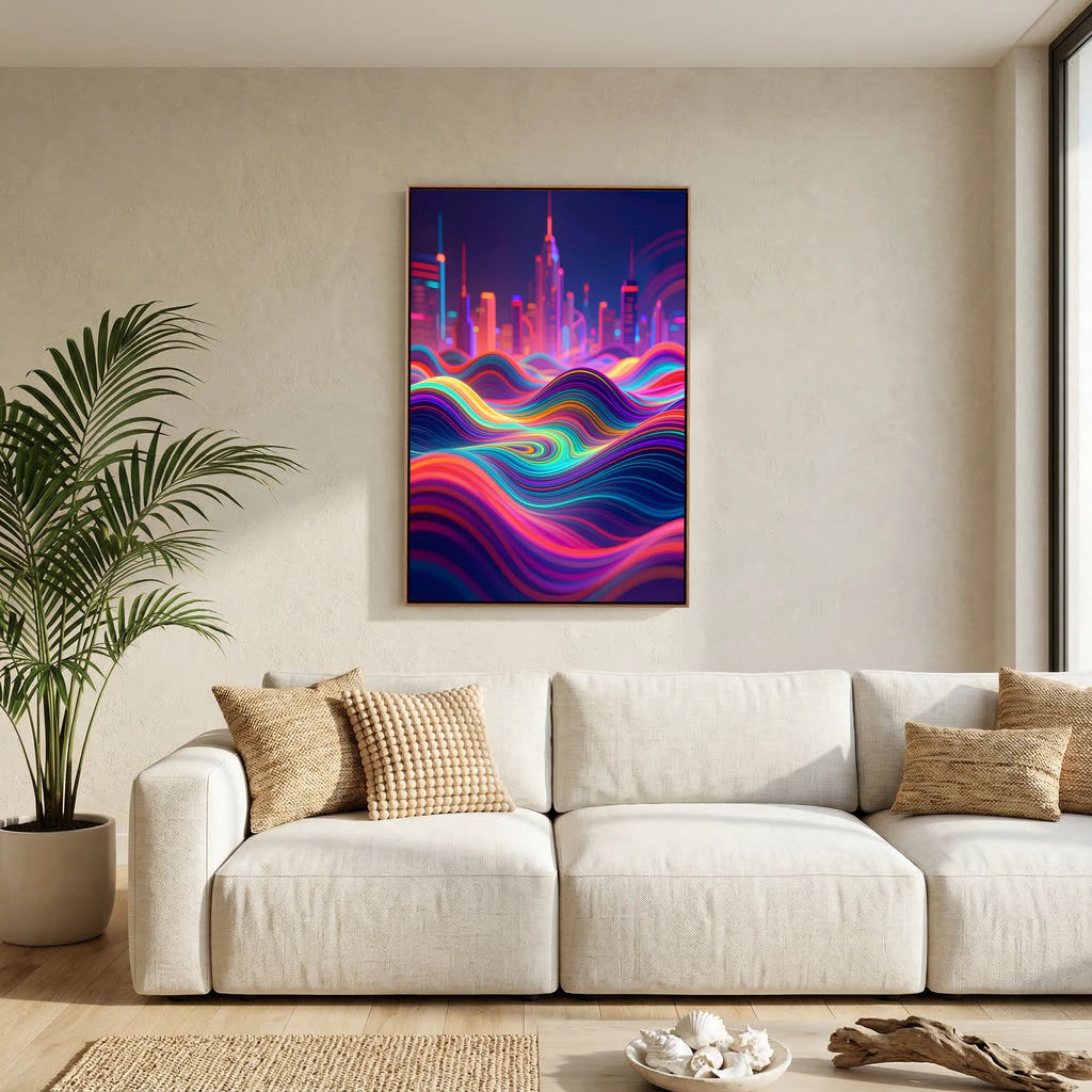 Neon City Vibes Canvas Wall Art