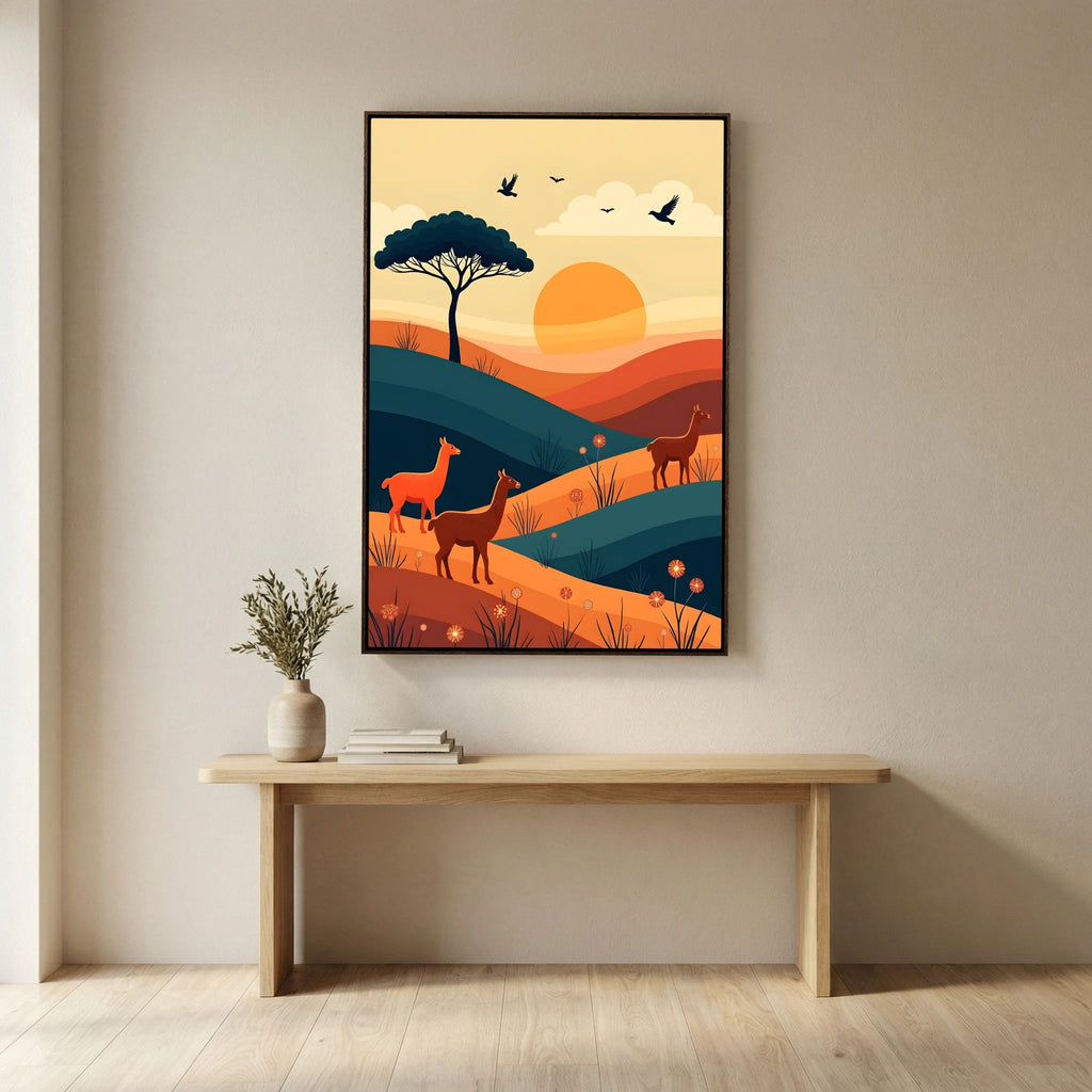 Trio Of Alpaca On Planes Canvas Wall Art