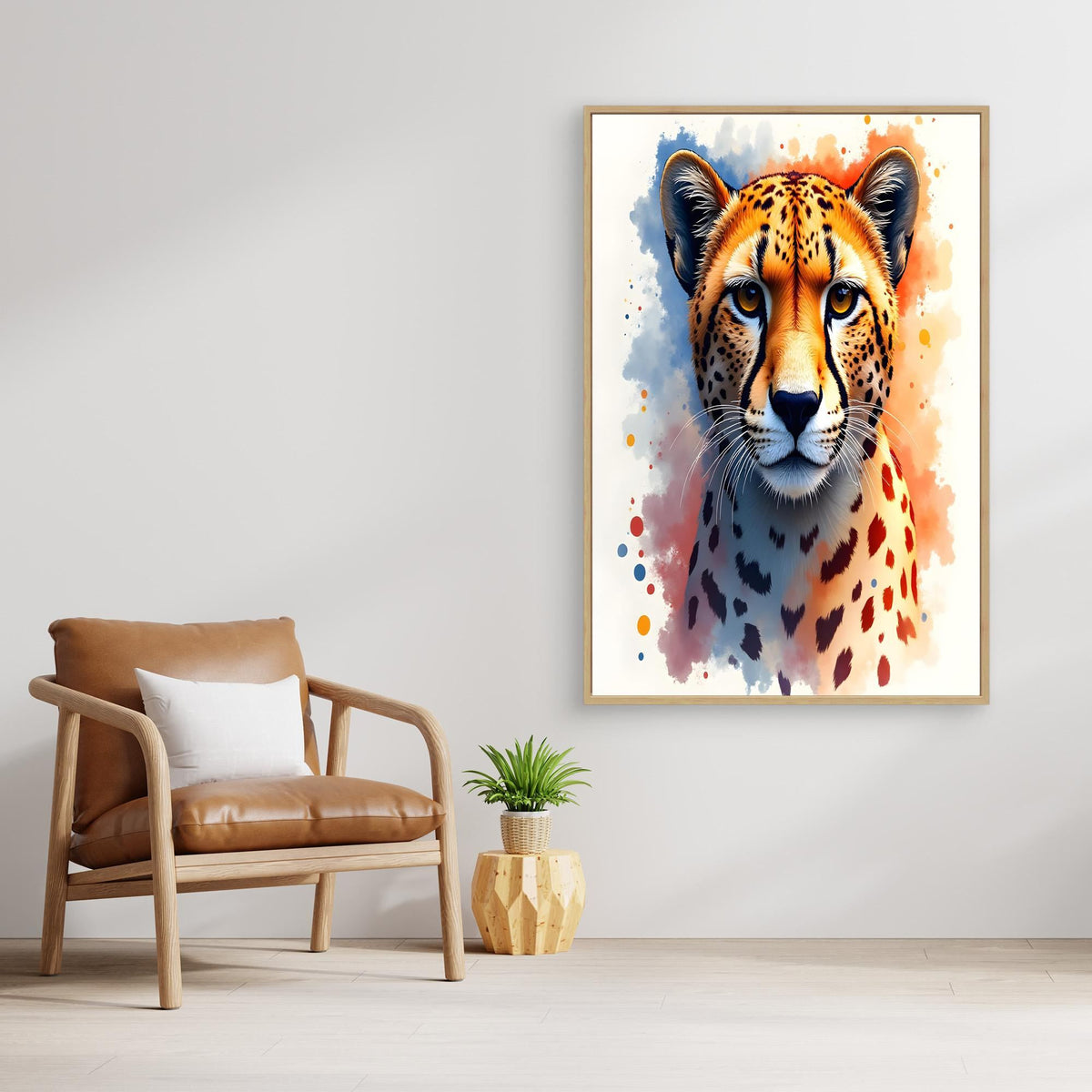 Abstract Cheetah Minimalist Ink Style 