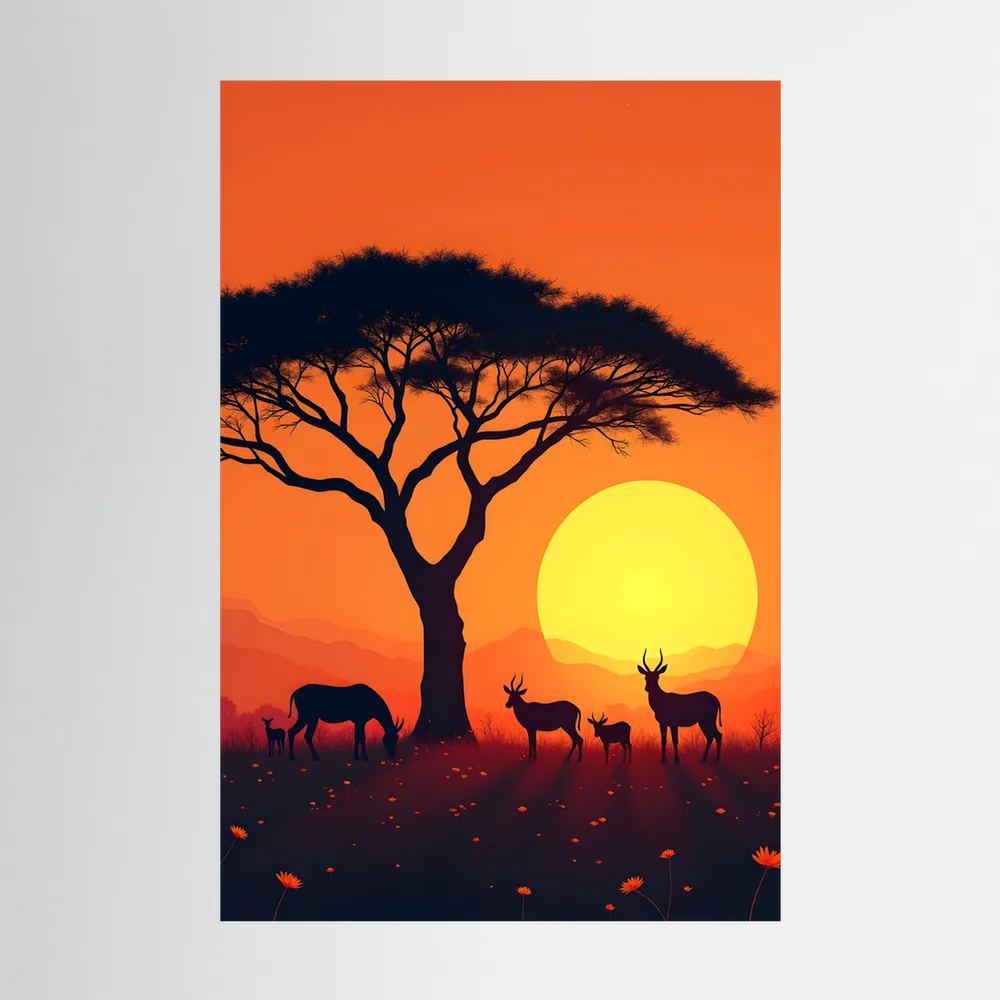 Sunset Abstract Of African Planes Wall Canvas