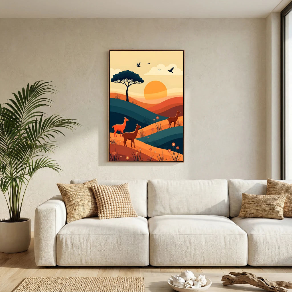 Trio Of Alpaca On Planes Canvas Wall Art