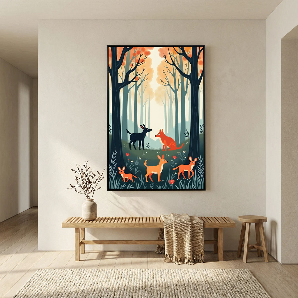 Abstract Forest Animals Forest Scene