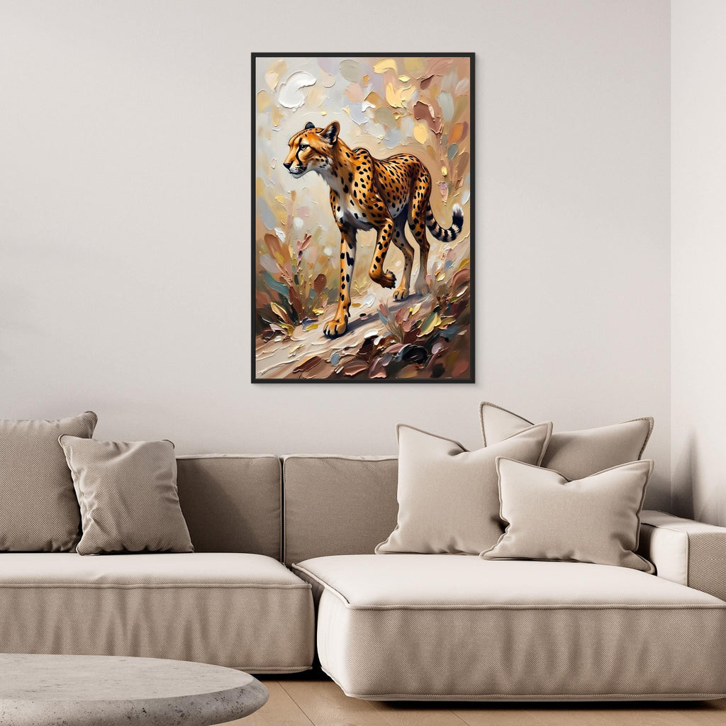 Muted Oil Style Cheetah Safari Cat Minimalist Wall Canvas