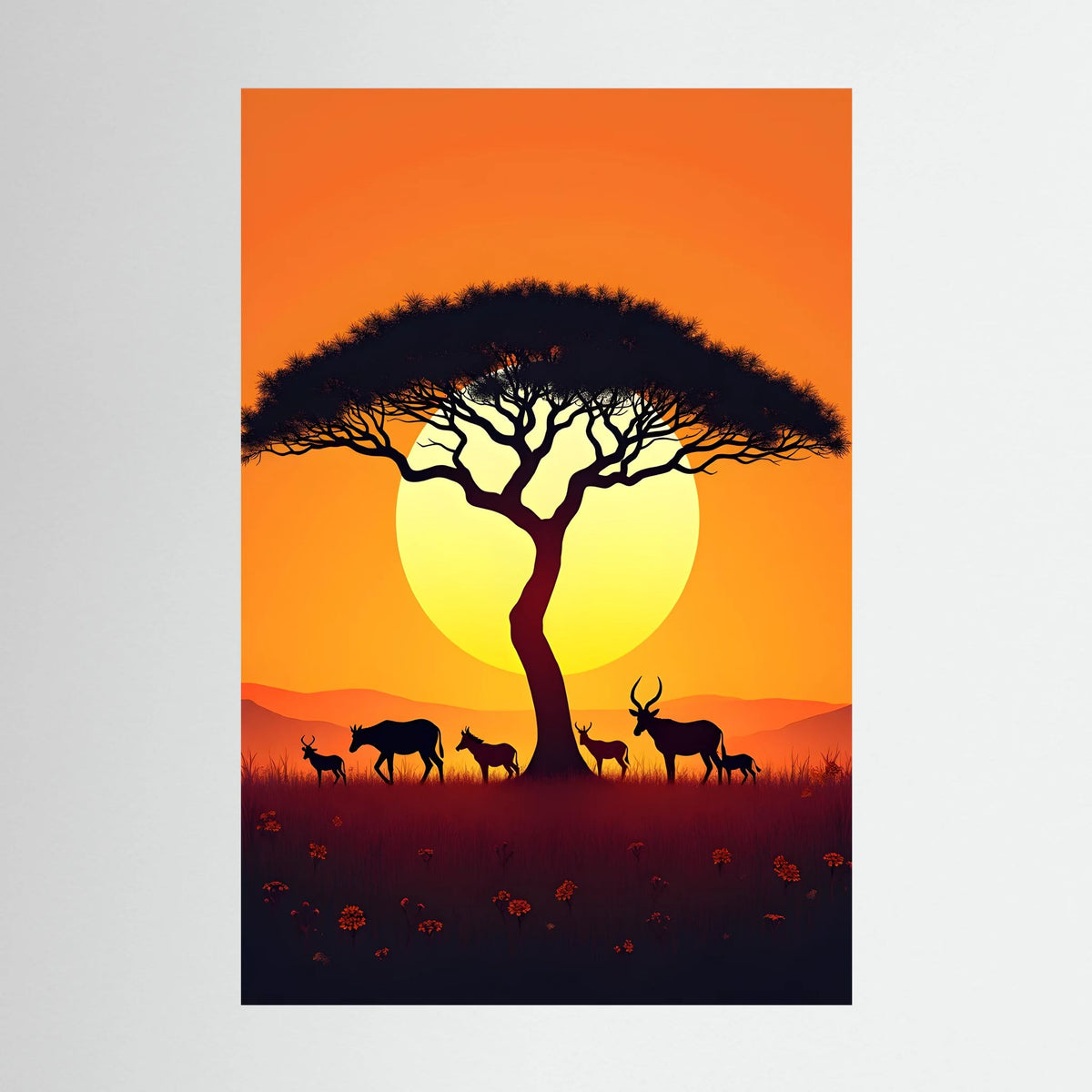 African Planes At Dusk Wall Canvas