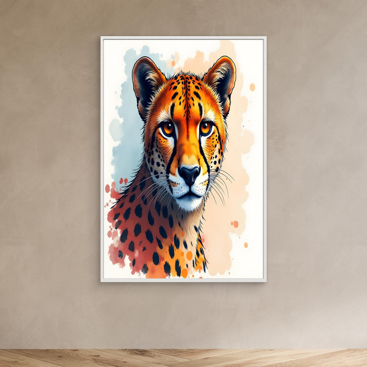 Abstract Cheetah Minimalist Ink Style Canvas