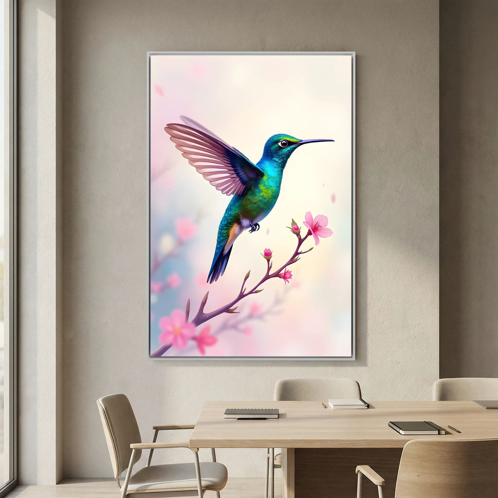 Vibrant Humming Bird Minimalist Canvas Wall Art
