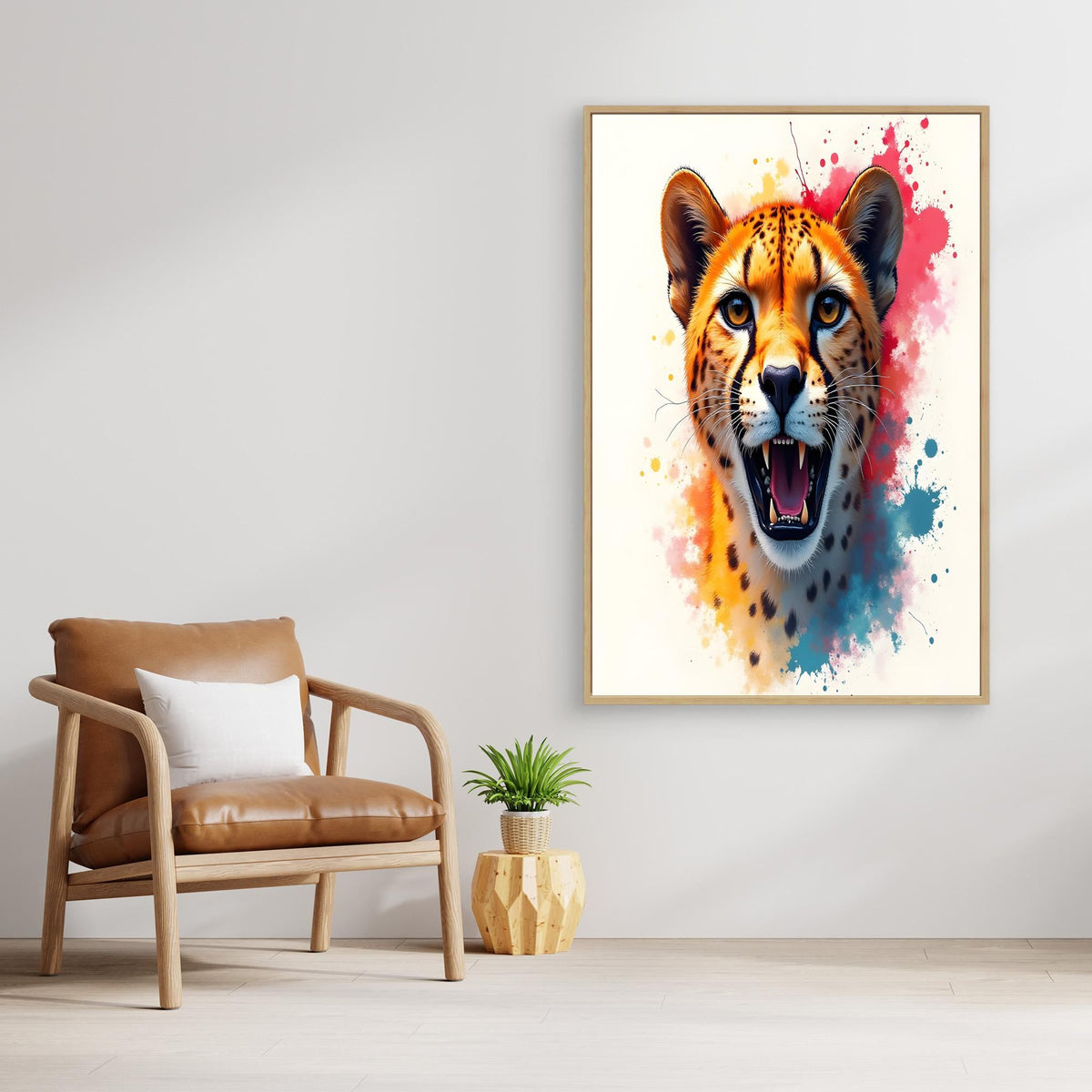 Abstract Cheetah Minimalist Ink Style Canvas