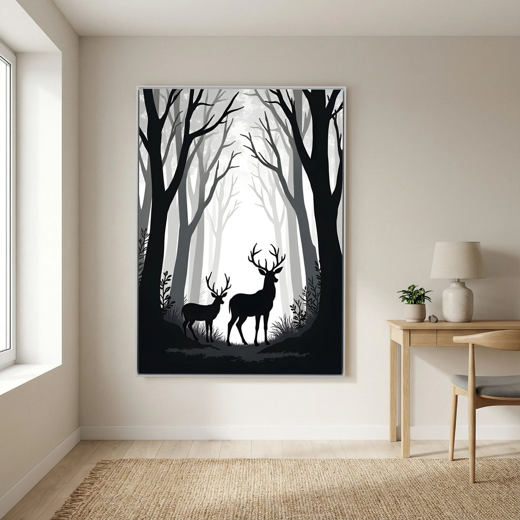 Black & White Forest Deer