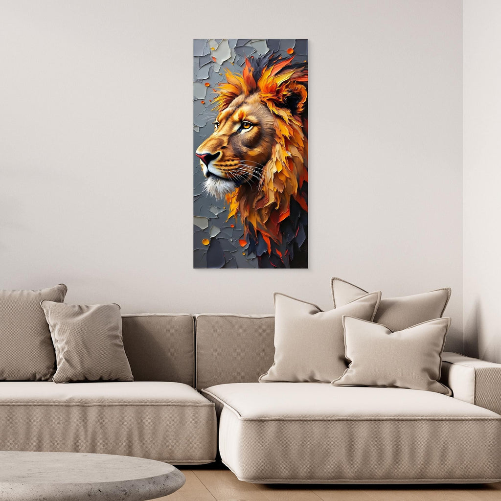 Abstract Male Lion Oil Painting Style