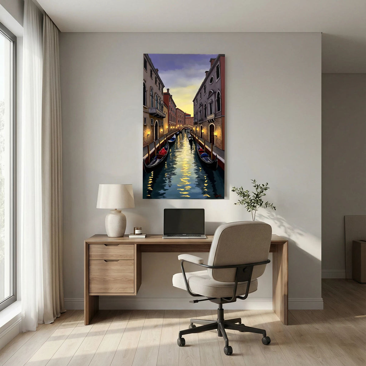 Venice River Scene Canvas Wall Art