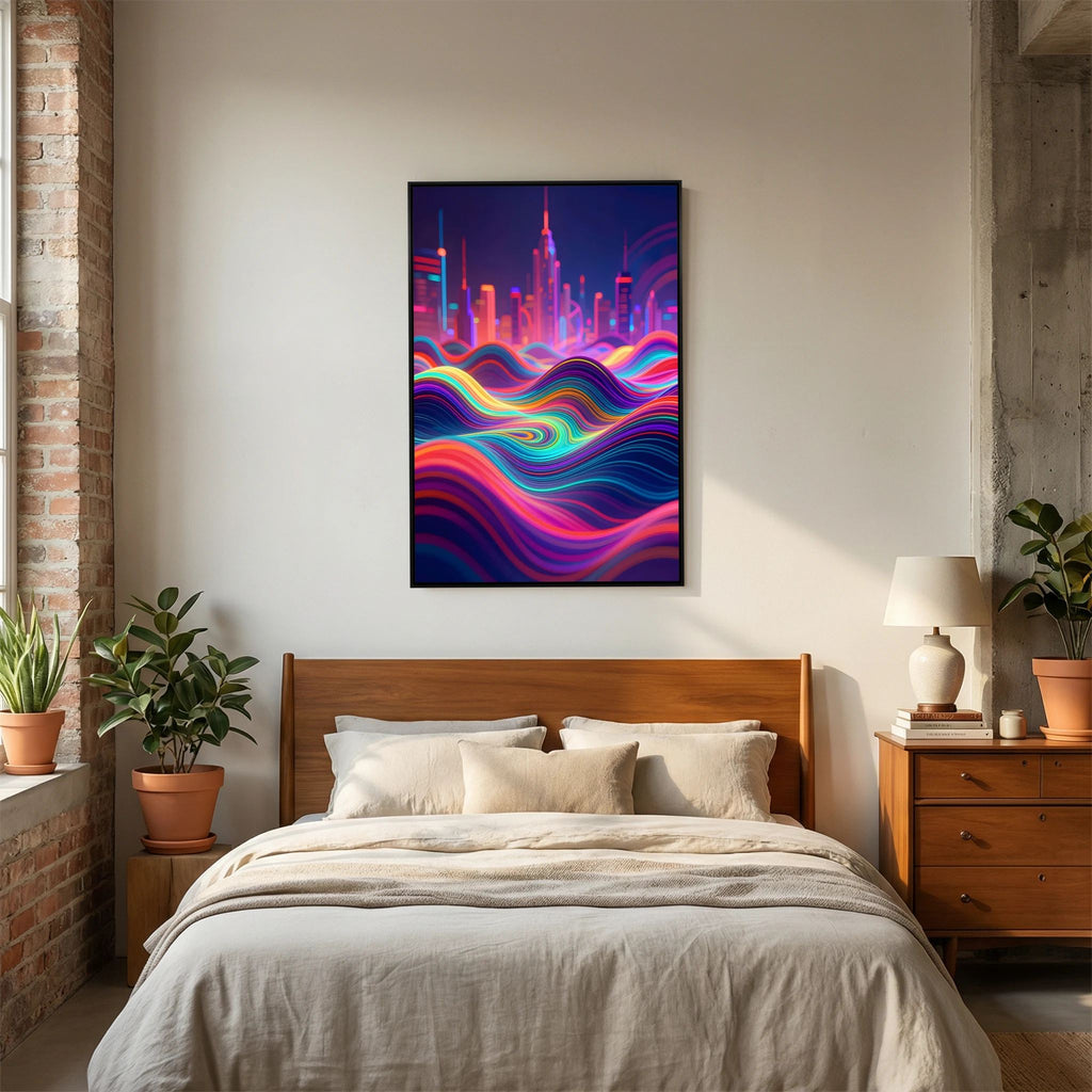 Neon City Vibes Canvas Wall Art