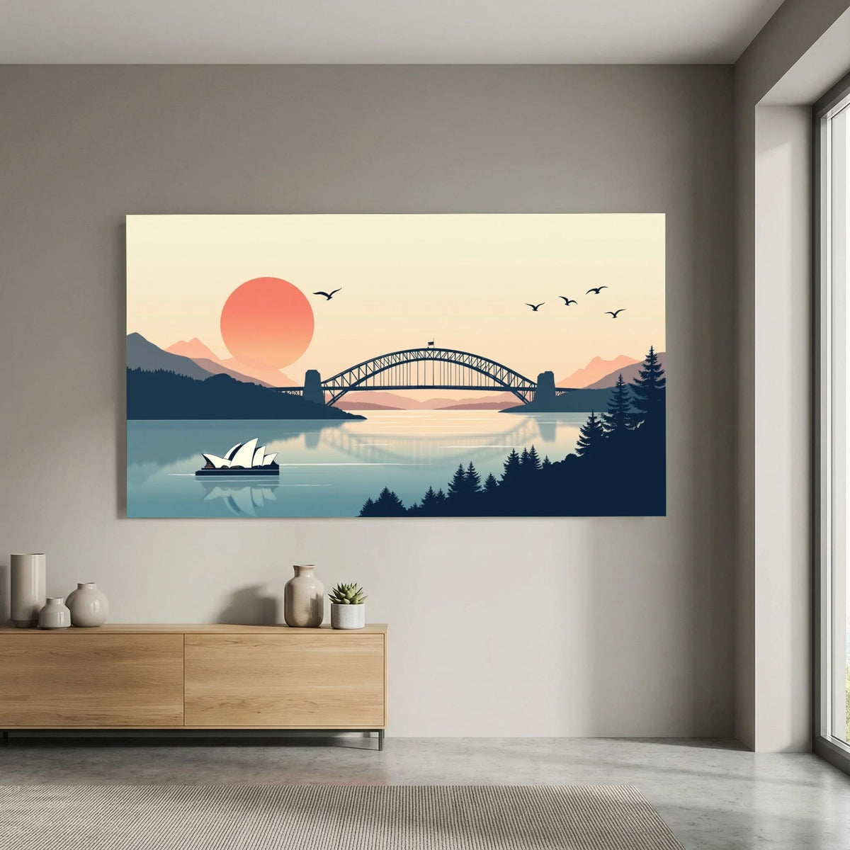 Abstract Sydney Harbour Boat At Sunset
