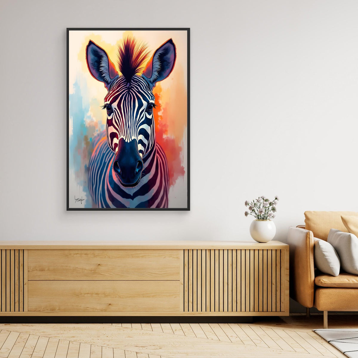 Warm Safari Zebra Colourful Minimalist Canvas