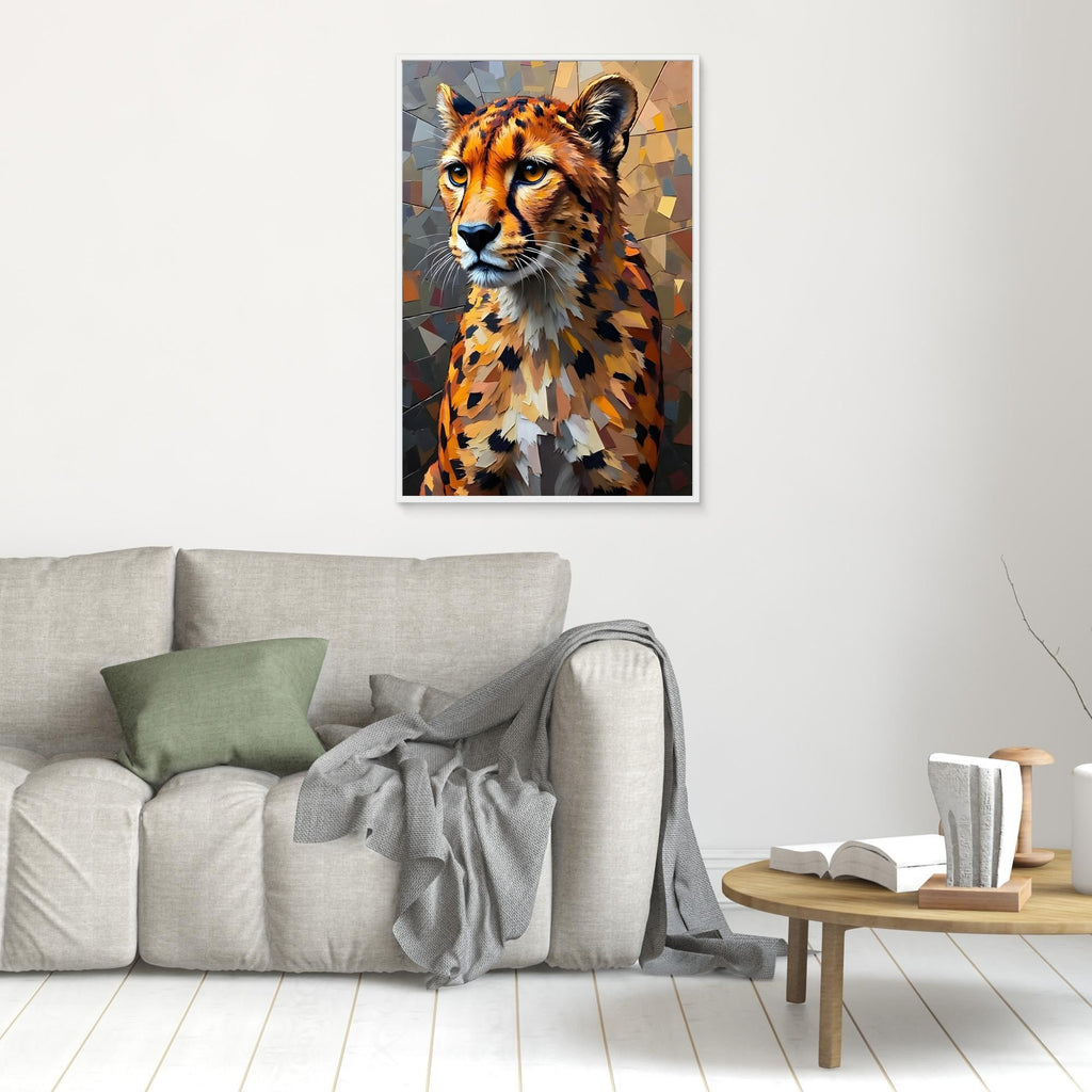 Oil Style Abstract Cheetah Statement Minimalist Wall Canvas