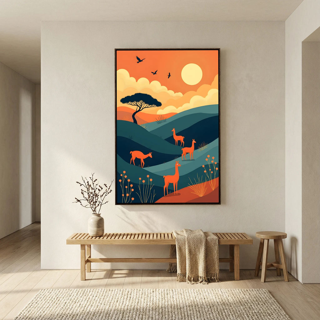 Alpaca At Sunset Abstract Wall Canvas