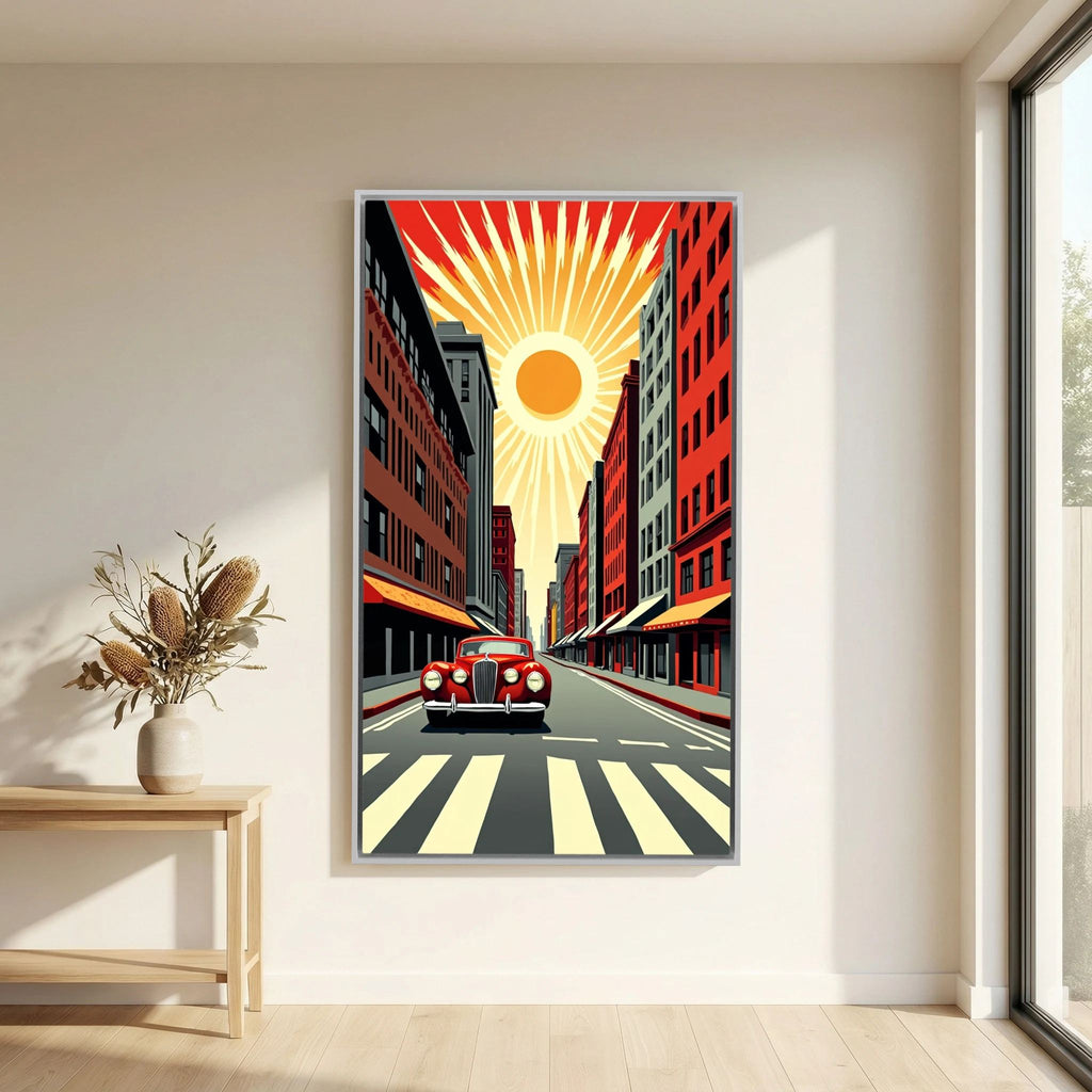 Vintage Street Scene Wall Canvas