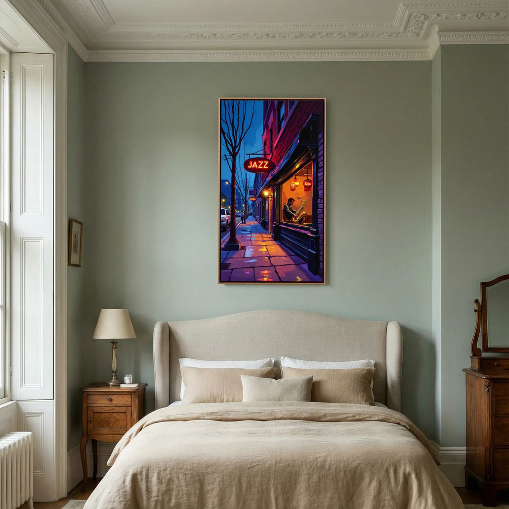 Jazz Bar Street Scene Canvas Wall Art