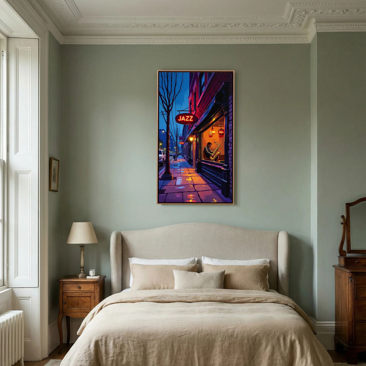 Jazz Bar Street Scene Canvas Wall Art
