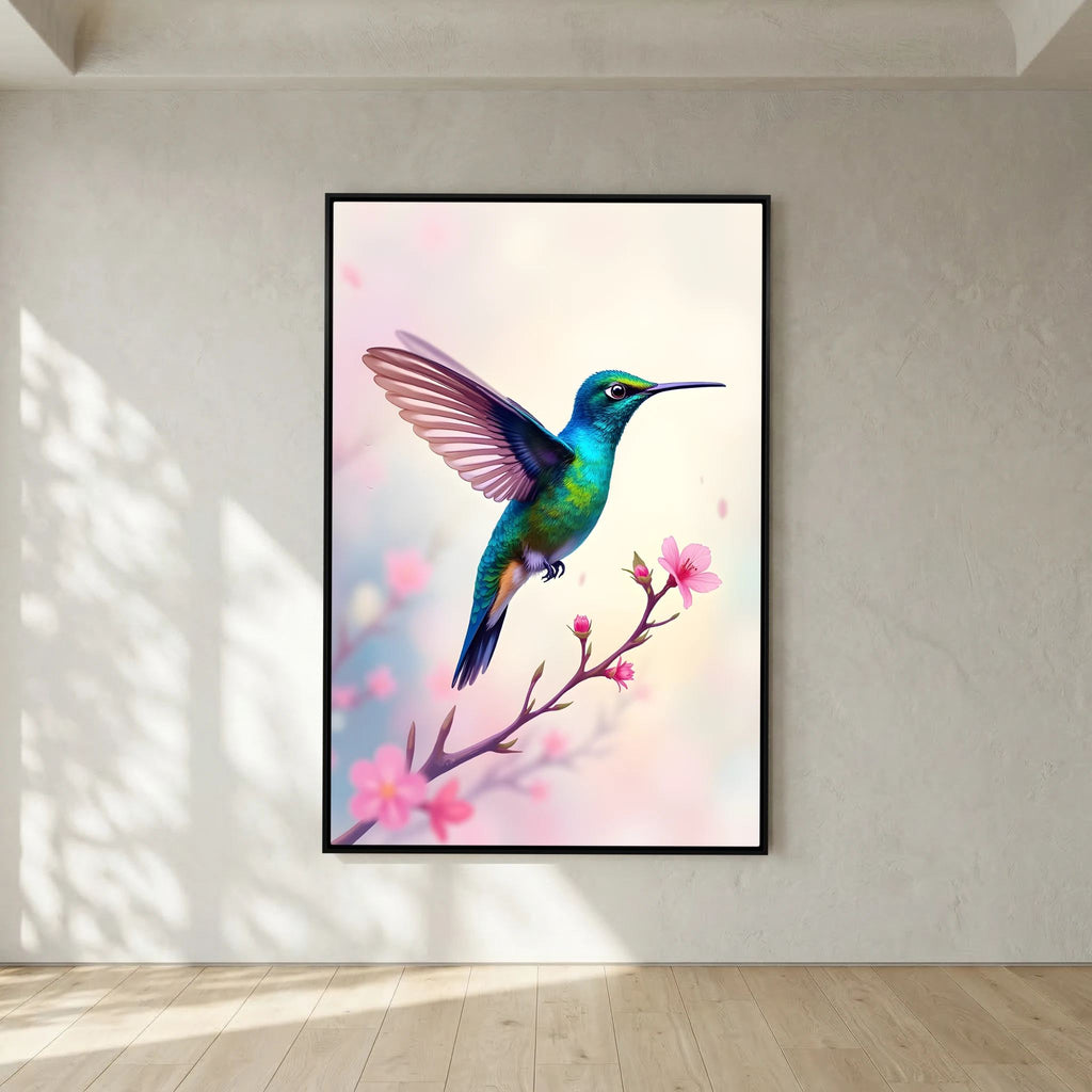Vibrant Humming Bird Minimalist Canvas Wall Art