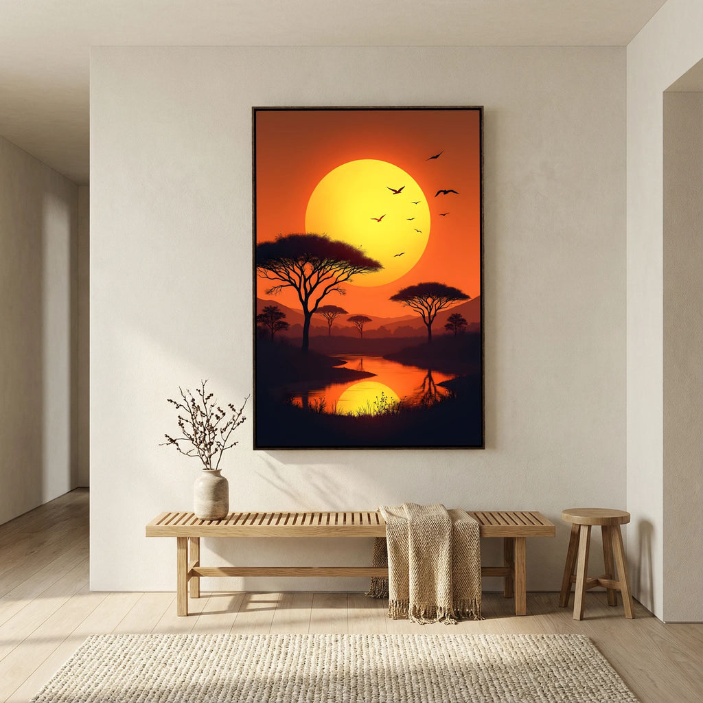 Acacia Trees At Sunset Canvas Wall Art